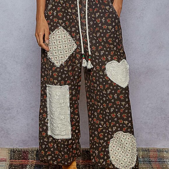 The Brooke POL french terry with varied lace, woven patches accented drawstring - Picture 2 of 4